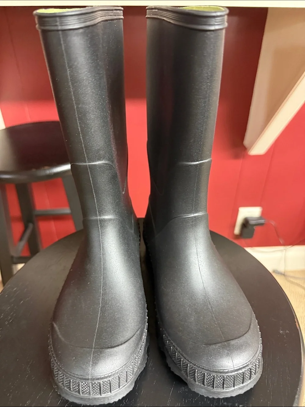 Max + Jake Black Rain Boots with Green Interior